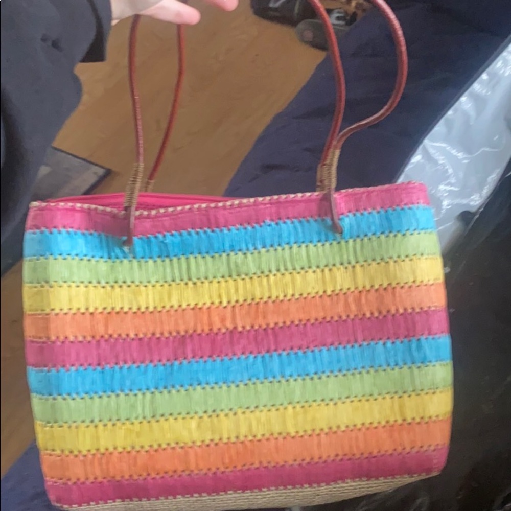Rainbow straw purse